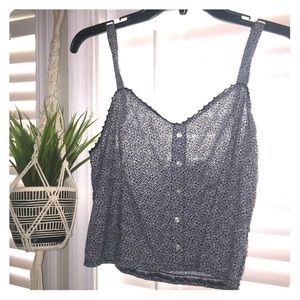 Abercrombie & Fitch Navy Floral Print Crop Top